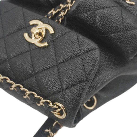 Chanel  Duma Pockets Small Quilted Caviar Leather Drawstring Backpack Black - Picture 7 of 14